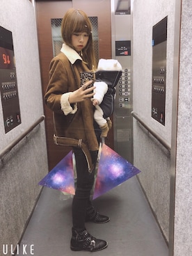 「AVAN LILY（アヴァンリリィ）のアイテム（ジャケット/アウター）」を使った、もちこさん（レディース・160cm）の冬コーディネート
