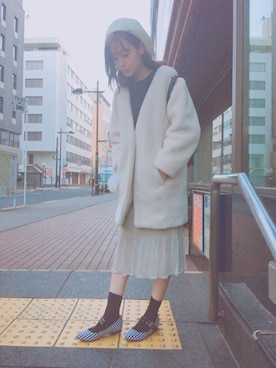 「REDYAZEL（レディアゼル）のアイテム（ジャケット/アウター）」を使った、前田希美さん（レディース・158cm）の冬コーディネート