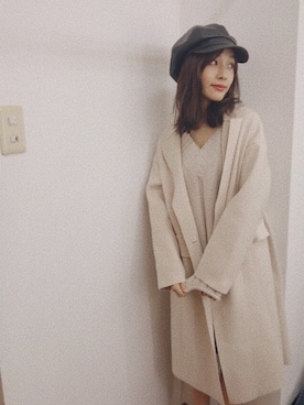 「DHOLIC（ディーホリック）のアイテム（帽子）」を使った、前田希美さん（レディース・158cm）の秋コーディネート