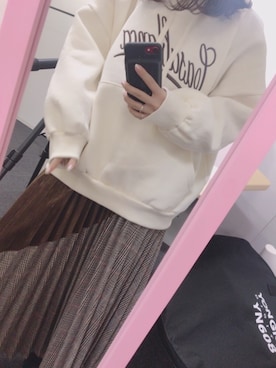 「ゆるゆる」｜「アイテム（スウェット）」を使った、前田希美さん（レディース・158cm）の冬コーディネート