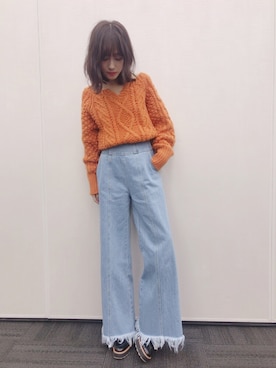 「REDYAZEL（レディアゼル）のアイテム（パンツ）」を使った、前田希美さん（レディース・158cm）の冬コーディネート