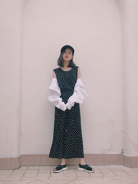 「MiLLioN＄ORchesTRA（ミリオンダラーオーケストラ）のアイテム」を使った、前田希美さん（レディース・158cm）の夏コーディネート