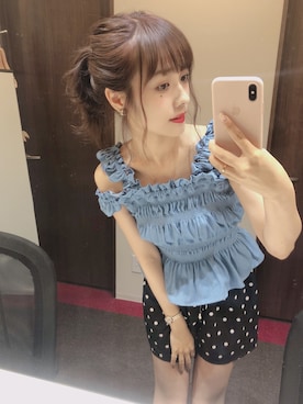「LILY BROWN（リリーブラウン）のアイテム（その他トップス）」を使った、前田希美さん（レディース・158cm）の夏コーディネート