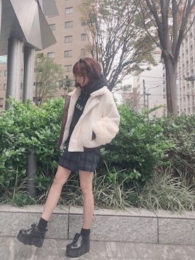 「ECLIN（エクラン）のアイテム（ジャケット/アウター）」を使った、前田希美さん（レディース・158cm）の秋コーディネート