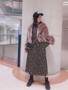「N WITH.（エヌウィズ）のアイテム（帽子）」を使った、前田希美さん（レディース・158cm）の冬コーディネート
