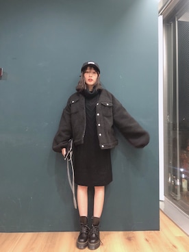 「jouetie（ジュエティ）のアイテム（ジャケット/アウター）」を使った、前田希美さん（レディース・158cm）の冬コーディネート