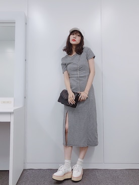 「N WITH.（エヌウィズ）のアイテム（帽子）」を使った、前田希美さん（レディース・158cm）の夏コーディネート