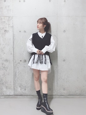 「アイテム（シャツワンピース）」を使った、前田希美さん（レディース・158cm・20代）の秋コーディネート