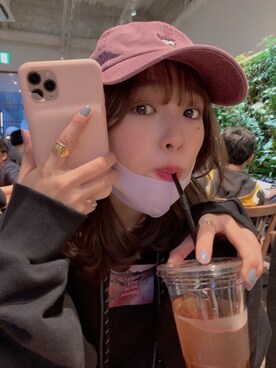 「SNOOPY（スヌーピー）のアイテム（帽子）」を使った、前田希美さん（レディース・158cm）の冬コーディネート