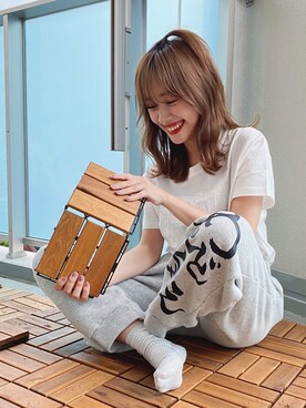 「Ameri（アメリ）のアイテム（Tシャツ/カットソー）」を使った、前田希美さん（レディース・158cm）の春コーディネート