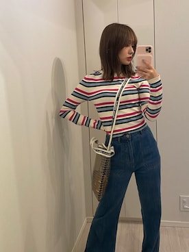 「LILY BROWN（リリーブラウン）のアイテム（パンツ）」を使った、前田希美さん（レディース・158cm）の春コーディネート