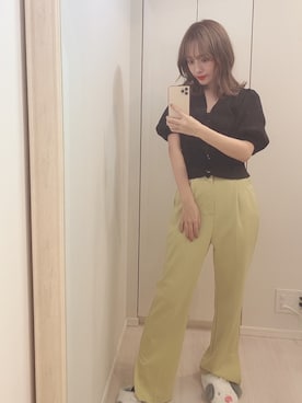 「archives（アルシーヴ）のアイテム（パンツ）」を使った、前田希美さん（レディース・158cm）の春コーディネート
