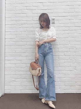 「N WITH.（エヌウィズ）のアイテム（バッグ）」を使った、前田希美さん（レディース・158cm）の夏コーディネート