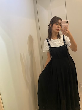 「Ameri（アメリ）のアイテム（Tシャツ/カットソー）」を使った、前田希美さん（レディース・158cm）の夏コーディネート