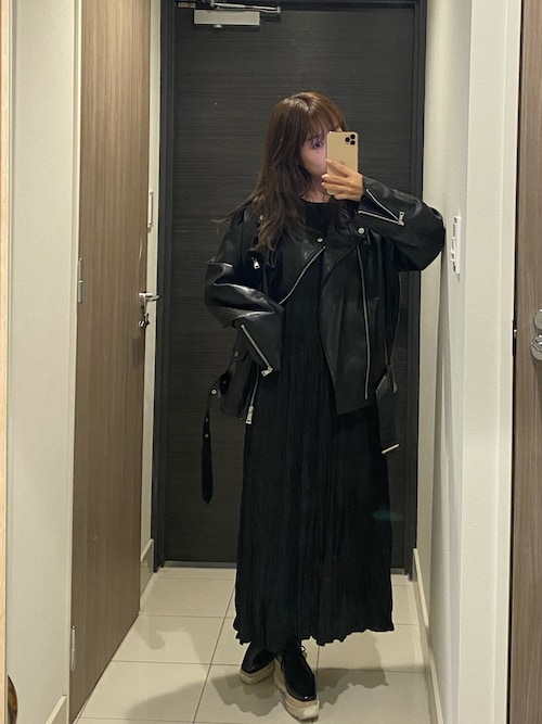 Fano Studios PUレザーライダースジャケット Fano Studios】Oversized PU leather riders jacket FQ20W041