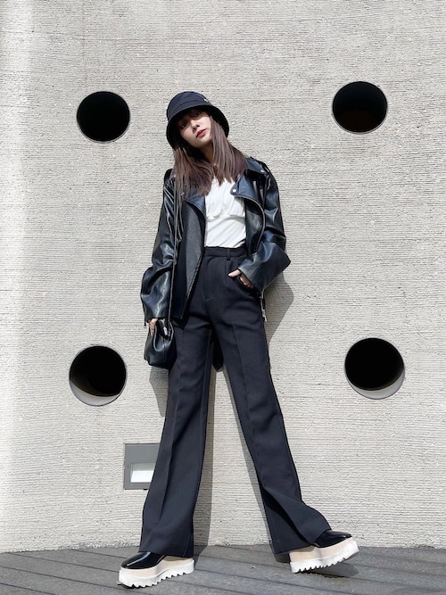 Fano Studios PUレザーライダースジャケット Fano Studios】Oversized PU leather riders jacket FQ20W041