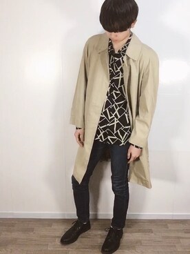 「ドレスシューズ」｜「アイテム（ステンカラーコート）」を使った、yukiさん（メンズ・175cm）の冬コーディネート