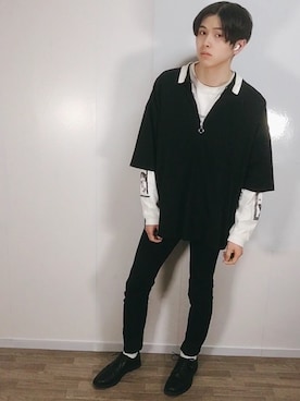 「GU（ジーユー）の（GU）スキニーフィットジーンズ（MEN ⁄ ジーンズ）」を使った、yukiさん（メンズ・175cm）の冬コーディネート