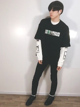 「GU（ジーユー）の（GU）スキニーフィットジーンズ（MEN ⁄ ジーンズ）」を使った、yukiさん（メンズ・175cm）の冬コーディネート