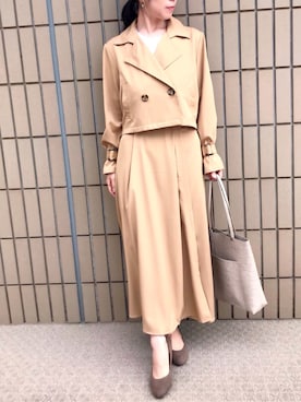 「KOBE LETTUCE（コウベレタス）のアイテム（トレンチコート）」を使った、micocoさん（レディース・158cm）の春コーディネート