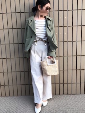 「SpRay（スプレイ）のアイテム（トレンチコート）」を使った、micocoさん（レディース・158cm）の春コーディネート