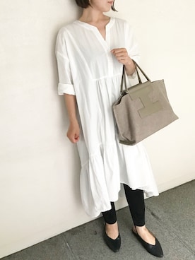 「coca（coca）（コカ）のアイテム（シャツワンピース）」を使った、micocoさん（レディース・158cm）の春コーディネート