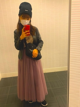 「NATURAL BEAUTY BASIC（ナチュラルビューティーベーシック）のアイテム（ライダースジャケット）」を使った、ERIKAさん（レディース・157cm）の秋コーディネート