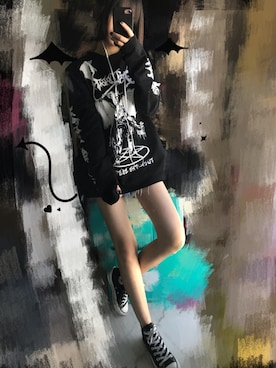 「KILL STAR（キルスター）のアイテム（トップス）」を使った、towerさん（レディース・158cm）の冬コーディネート