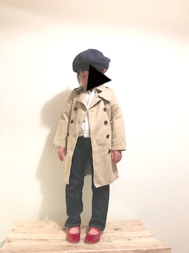 「petit main（プティマイン）のアイテム（トレンチコート）」を使った、mariさん（キッズ・110cm）の春コーディネート