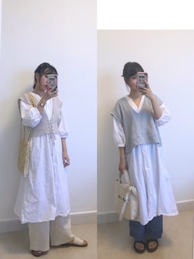 「日系极简」｜「アイテム（シャツワンピース）」を使った、specialKayeeさん（レディース・150cm）の夏コーディネート