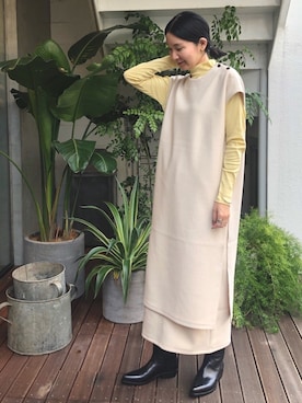 「FIL DE FER（フィルデフェール）のアイテム（ワンピース/ドレス）」を使った、miku.さん（レディース・168cm）の秋コーディネート