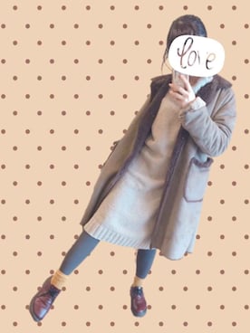 「POU DOU DOU（プードゥドゥ）のアイテム（ムートンコート）」を使った、あんこときなこさん（レディース・156cm）の冬コーディネート