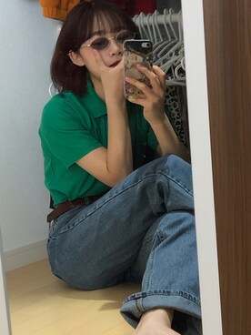 「AIN（エイン）のアイテム（パンツ）」を使った、MINOさん（レディース・153cm）の春コーディネート