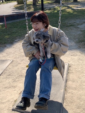 「AIN（エイン）のアイテム（パンツ）」を使った、MINOさん（レディース・154cm）の秋コーディネート