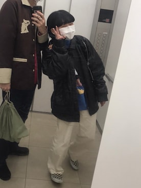 「AIN（エイン）のアイテム（パンツ）」を使った、MINOさん（レディース・154cm）の冬コーディネート