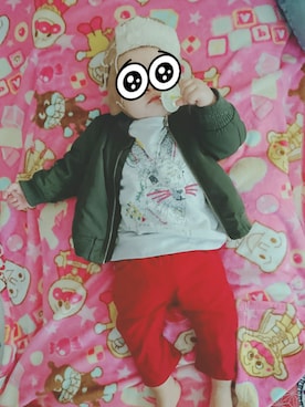 「babygap」｜「アイテム（MA-1）」を使った、tomozoさん（キッズ・100cm）の冬コーディネート