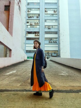 「MONKI（モンキ）のアイテム（トレンチコート）」を使った、Emeralddさん（レディース・158cm）の春コーディネート