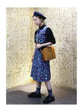「VINTAGE（ヴィンテージ）のアイテム（ドレス）」を使った、Emeralddさん（レディース・158cm）の夏コーディネート