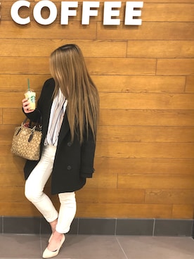 「スエードシューズ」｜「アイテム（ピーコート）」を使った、Yuuriさん（レディース・148cm）の春コーディネート