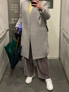 「PLST（プラステ）のアイテム（ノーカラーコート）」を使った、kurikohさん（レディース・156cm）の冬コーディネート