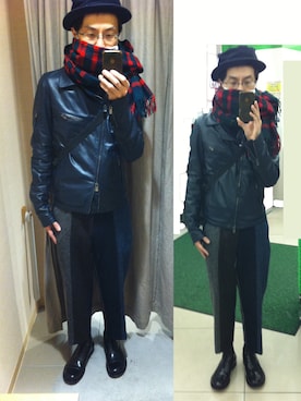 「Traditional Weatherwear」｜「アイテム（ライダースジャケット）」を使った、WDさん（メンズ・171cm）の冬コーディネート