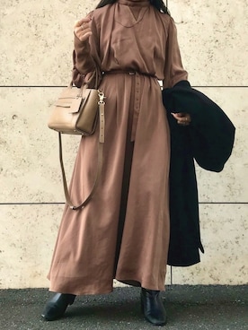 「SENSE OF PLACE by URBAN RESEAR」｜「アイテム（ワンピース/ドレス）」を使った、y:uiさん（レディース・152cm）の冬コーディネート