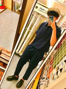 「NANO universe（ナノユニバース）のアイテム（ハンチング/ベレー帽）」を使った、ワカレンさん（メンズ・174cm）の夏コーディネート