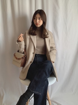 「無印良品」｜もも＊모모さん（レディース・155cm）の冬コーディネート