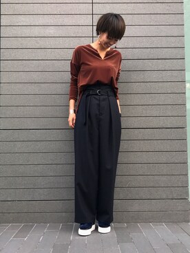 「EN ROUTE（アンルート）のアイテム（パンツ）」を使った、R.Morosawaさん（レディース・167cm）の秋コーディネート