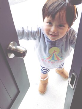 「CARNIVALのアイテム」を使った、中村佳那美さん（キッズ・90cm）の冬コーディネート