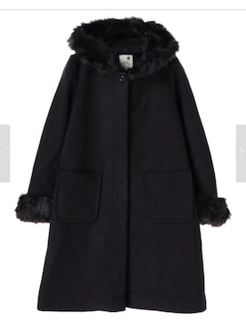 「earth music&ecology（アースミュージックアンドエコロジー）のアイテム（ムートンコート、ブラック系）」を使った、はるぴすさん（レディース・157cm）の秋コーディネート