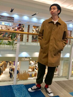 「AVIREX（アヴィレックス）のアイテム（ステンカラーコート）」を使った、Pakkun14さん（メンズ・165cm）の秋コーディネート