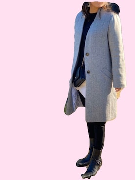 「Dignite collier（ディニテコリエ）のアイテム（ジャケット/アウター）」を使った、あんさん（レディース・154cm）の冬コーディネート