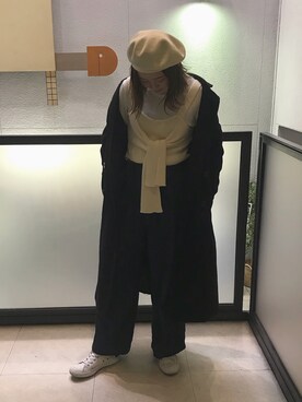 「w closet」｜「アイテム（ハンチング/ベレー帽）」を使った、ｒさん（レディース・160cm）の冬コーディネート